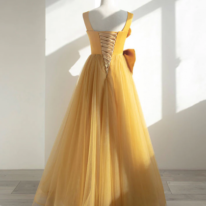 Prom Dresses, Cute Yellow Evening Dress, Halter..
