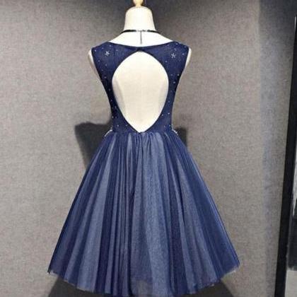 Homecoming Dresses,navy Blue Charming Knee Length..