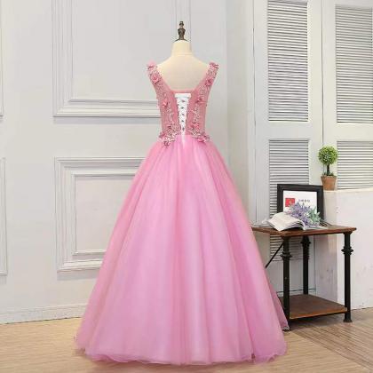 Prom Dresses,v-neck Evening Dress, Pink Prom..