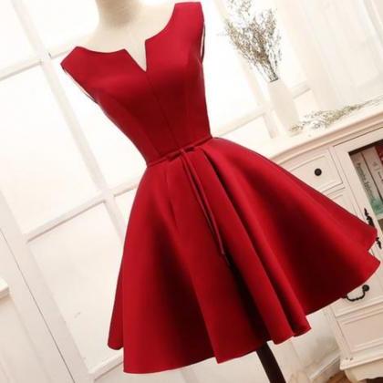 Homecoming Dresses, Adorable Red Short Party Satin..