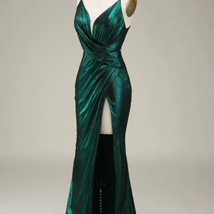 Prom Dresses, Mermaid Spaghetti Straps Dark Green..