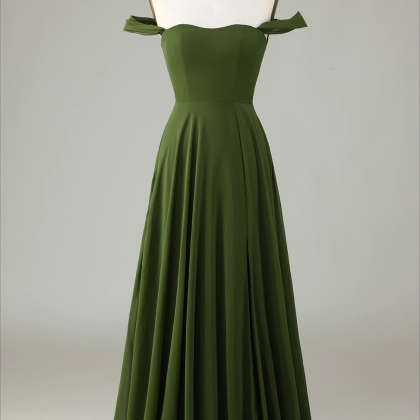Prom Dresses, A-line Off The Shoulder Olive..