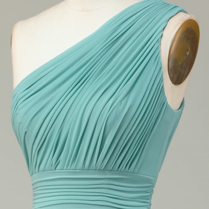 Prom Dresses, A-line One Shoulder Sea Glass Long..