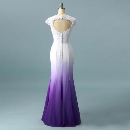 Prom Dresses,white Purple Mixed Color Wedding..