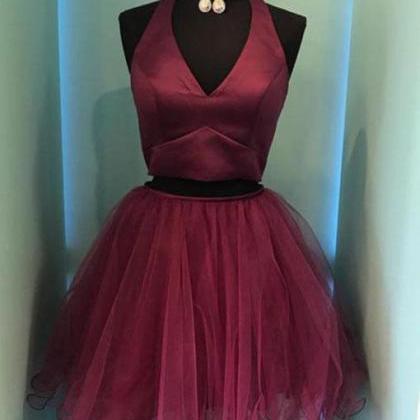 Homecoming Dresses,burgundy Two-piece Homecoming..