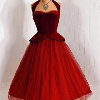 Homecoming Dresses,vintage Halter Neckline Short..