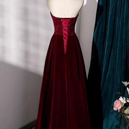 Prom Dresses, Strapless Sleeveless Red Sequin..