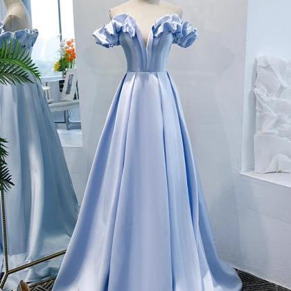 Prom Dresses, Dignified And Noble Strapless Blue..