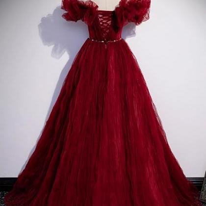 Prom Dresses, Sleeveless Red Gowns Sweetheart..