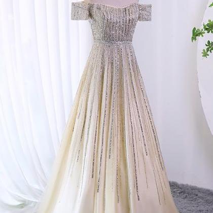 Prom Dresses,luxury Noble Champagne Evening Gowns..