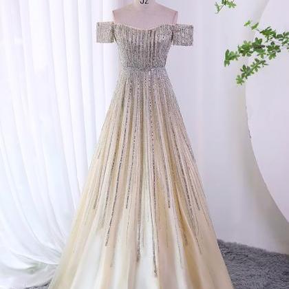 Prom Dresses,luxury Noble Champagne Evening Gowns..
