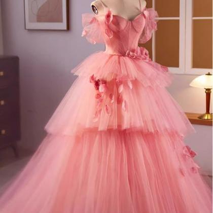 Prom Dresses,pink Evening Dresses Temperament..