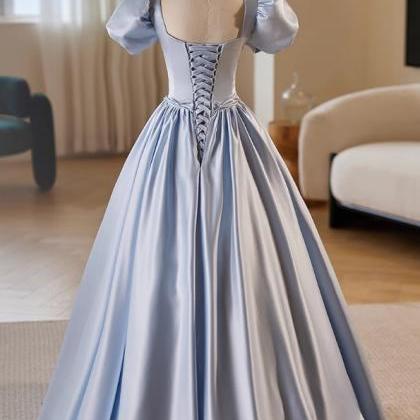 Prom Dresses,french Haute Couture Blue Satin..