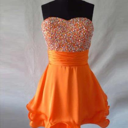 Orange Chiffon Homecoming Dresses,cute Cocktail..