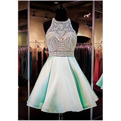 Newest Mint Beaded Homecoming Dresses,real Beauty..