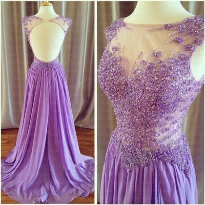 Lilac Prom Dresses,sexy Prom Gown,backless Evening..