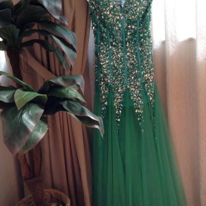 Green Prom Gown,sexy Prom Dresses,evening..
