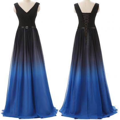 Prom Dresses,evening Dress,lovely Black And Blue..