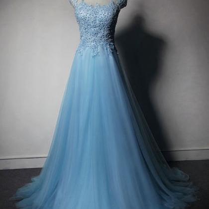 Prom Dresses,evening Dress,pretty Light Blue Tulle..