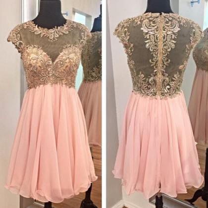Prom Dresses,evening Dress,pink Chiffon Short..
