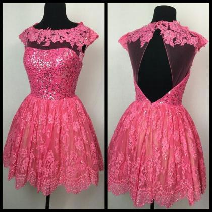 Prom Dresses,homecoming Dresses,pink Lace..