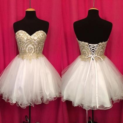 Prom Dresses,homecoming Dresses,gold Lace..