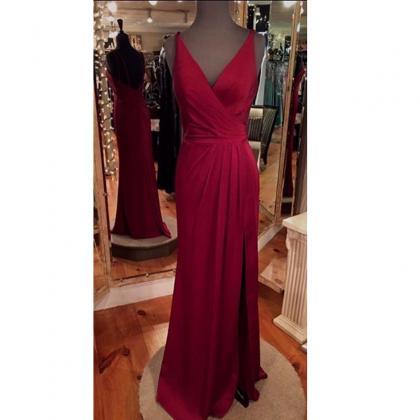 Prom Dresses,evening Dress,gorgeous Wine Red V..