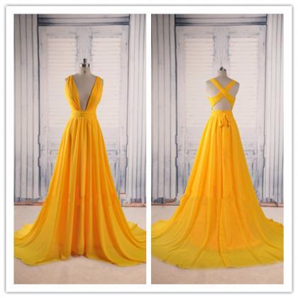 Prom Dresses,evening Dress,yellow Prom..