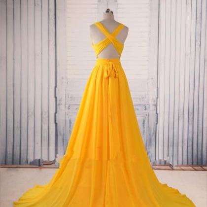 Prom Dresses,evening Dress,yellow Prom..