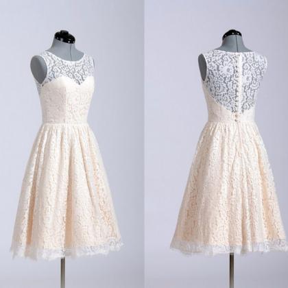 Prom Dresses,o-neck Lace A-line Short Prom..