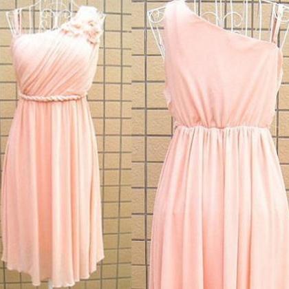 Blush Pink Homecoming Dress,one Shoulder..