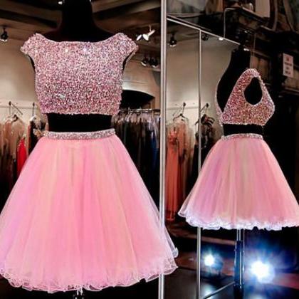 Homecoming Dresses,pink Homecoming Dress,2 Piece..