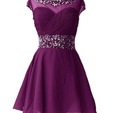Purple Short Chiffon A-line Homecoming Dress..