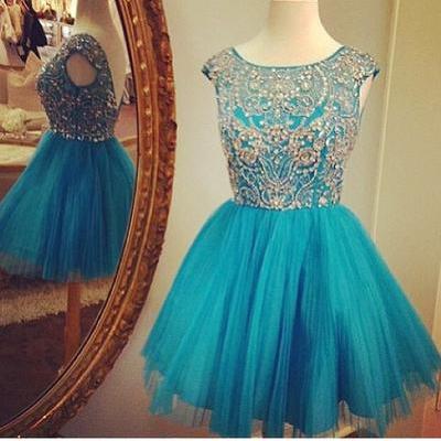 Homecoming Dresses,blue Homecoming Dress,short..
