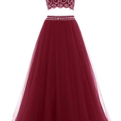 Red Floor Length Two Piece Prom Dress Featuring..