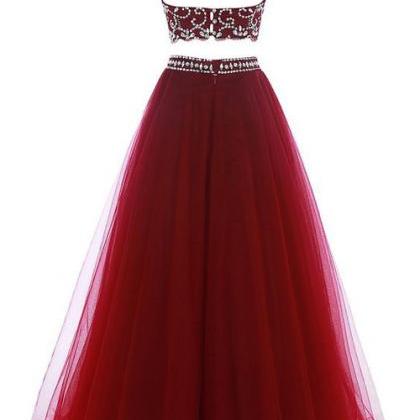 Red Floor Length Two Piece Prom Dress Featuring..