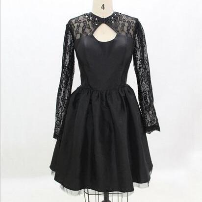 Handmade Black Homecoming Dress,taffeta..