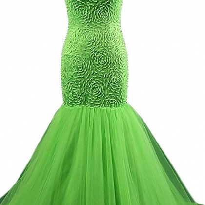 Beaded Patterns Prom Dresses Open Back Organza..