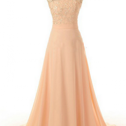 Peach Evening Dress Lace Evening Dress Long..