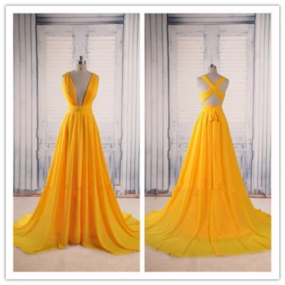 Prom Dresses,Evening Dress,Yellow Prom Dresses,Backless Prom Gown,Open Back Evening Dress,Chiffon Prom Dress,Sexy Evening Gowns,Yellow Formal Dress,Wedding Guest Prom Gowns
