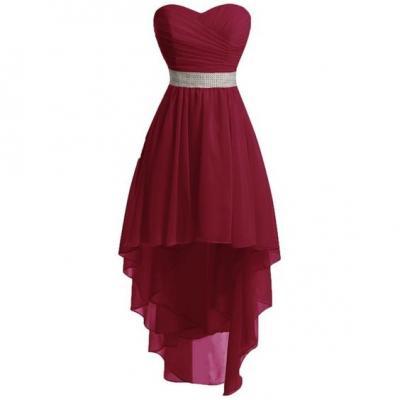 Prom Dresses,Evening Dress,Prom Dresses,High Low Prom Dress,Formal Gown,Burgundy Red Prom Dresses,Evening Gowns,Chiffon Formal Gown For Teens