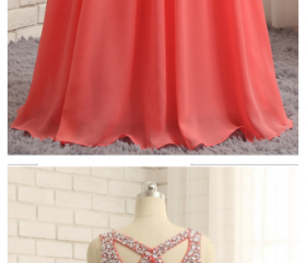 Chic A Line Sweetheart Chiffon Sequin Beaded Without Sleeves Long Prom Dress, Evening Dress