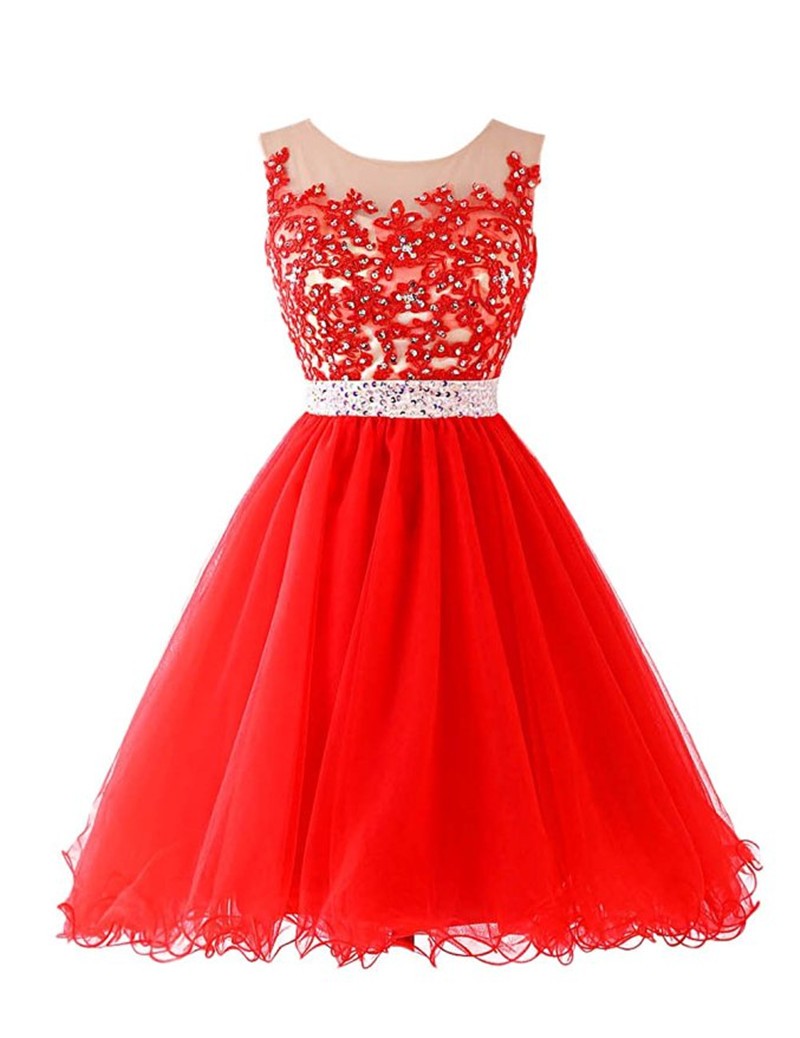 Formatura Curtos Short Semi Formal Dresses Cap Sleeve Red Homecoming Dress