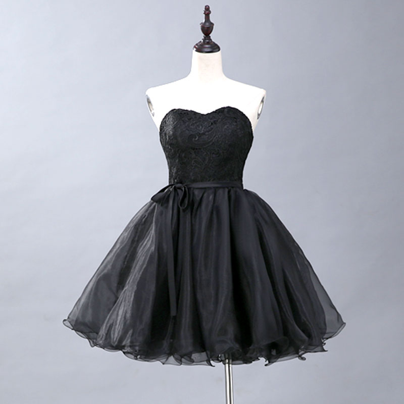 Black Short Homecoming Dresses Under Real Pictures Puffy Skirt Mini Ball Gown Cocktail Prom Party Dinner Dress