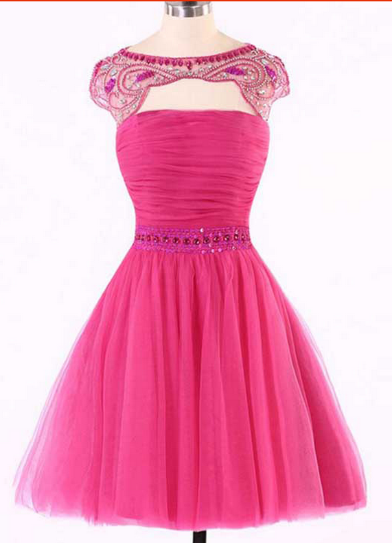 Short Beaded Homecoming Dress Ruched Keyhole Sexy Pageant Gown