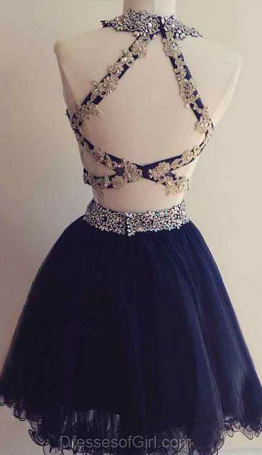 Cute Homecoming Dress, Short Prom Dresses, Beading Party Gowns, Open ...