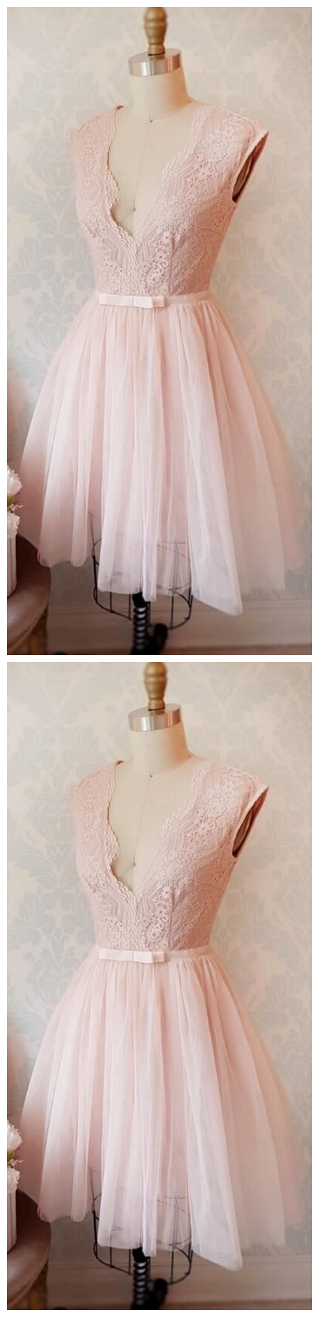 Cute A-line Pink Avone Knee Short Pink Homecoming Dress Party Dress,