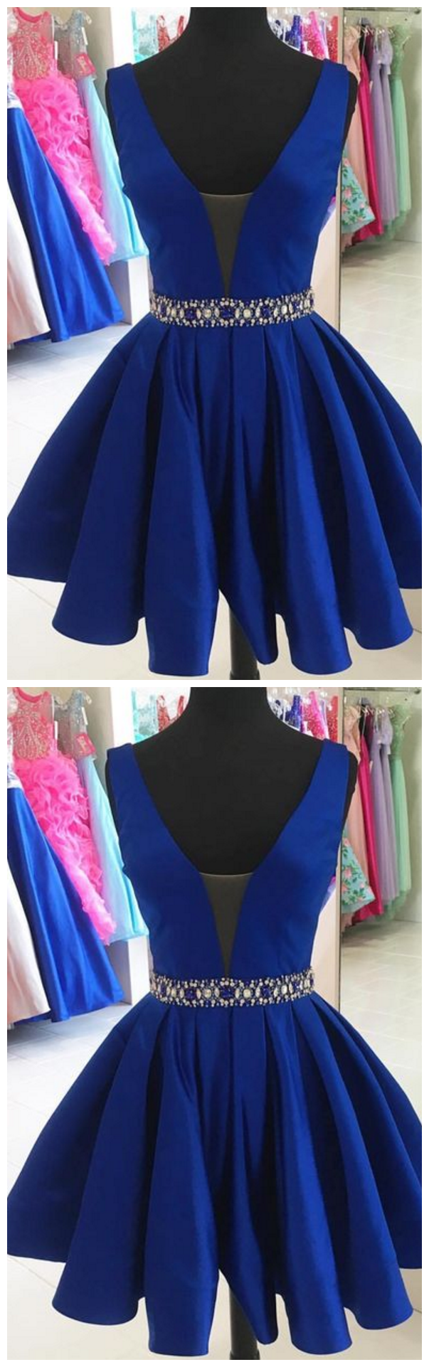 Short Royal Blue Homecoming Dress,v-neck Short Prom Dresses,party Dress
