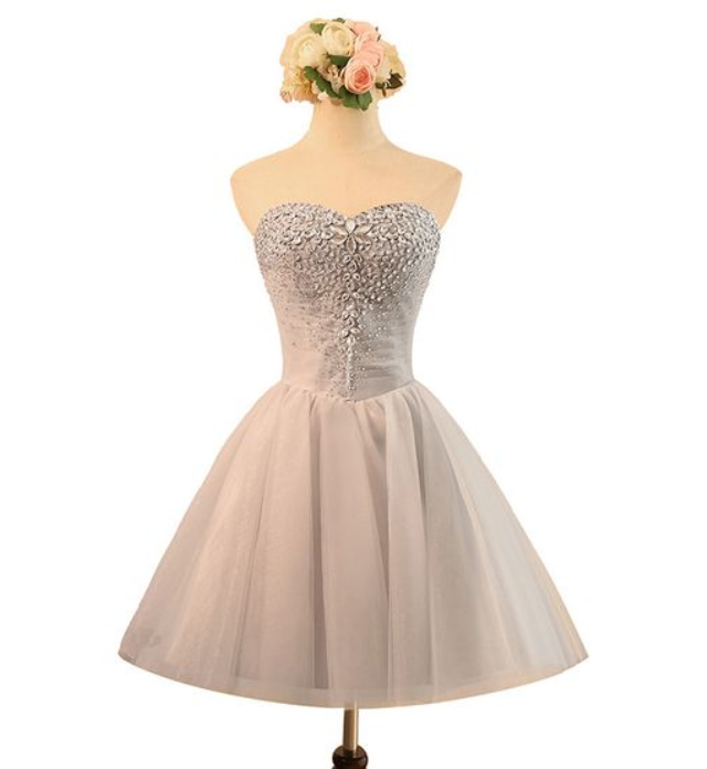 Beaded Embellished Sweetheart Short Tulle Homecoming Dress