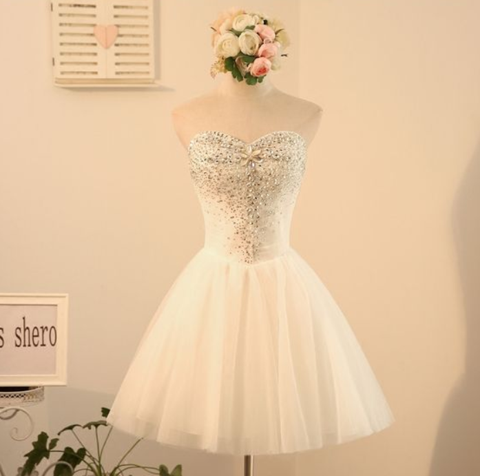 Beaded Embellished Sweetheart Short Tulle Homecoming Dress on Luulla